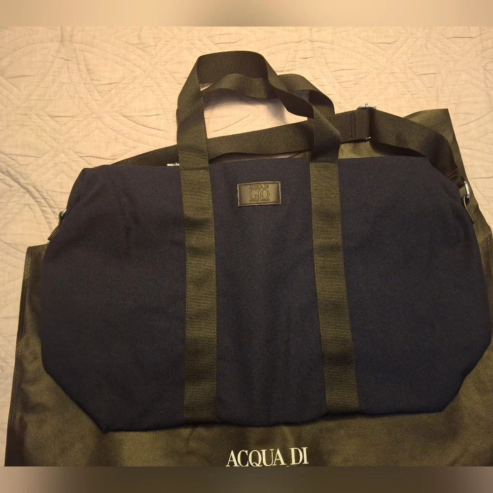 Giorgio Armani Dark Blue and Black Duffel Bag